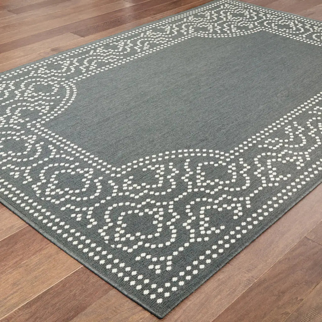 8' X 11' Gray and Ivory Stain Resistant Indoor Outdoor Area Rug - Homeroots - Flyclothing LLC