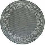 8' X 8' Gray and Ivory Round Stain Resistant Indoor Outdoor Area Rug - Homeroots - Flyclothing LLC