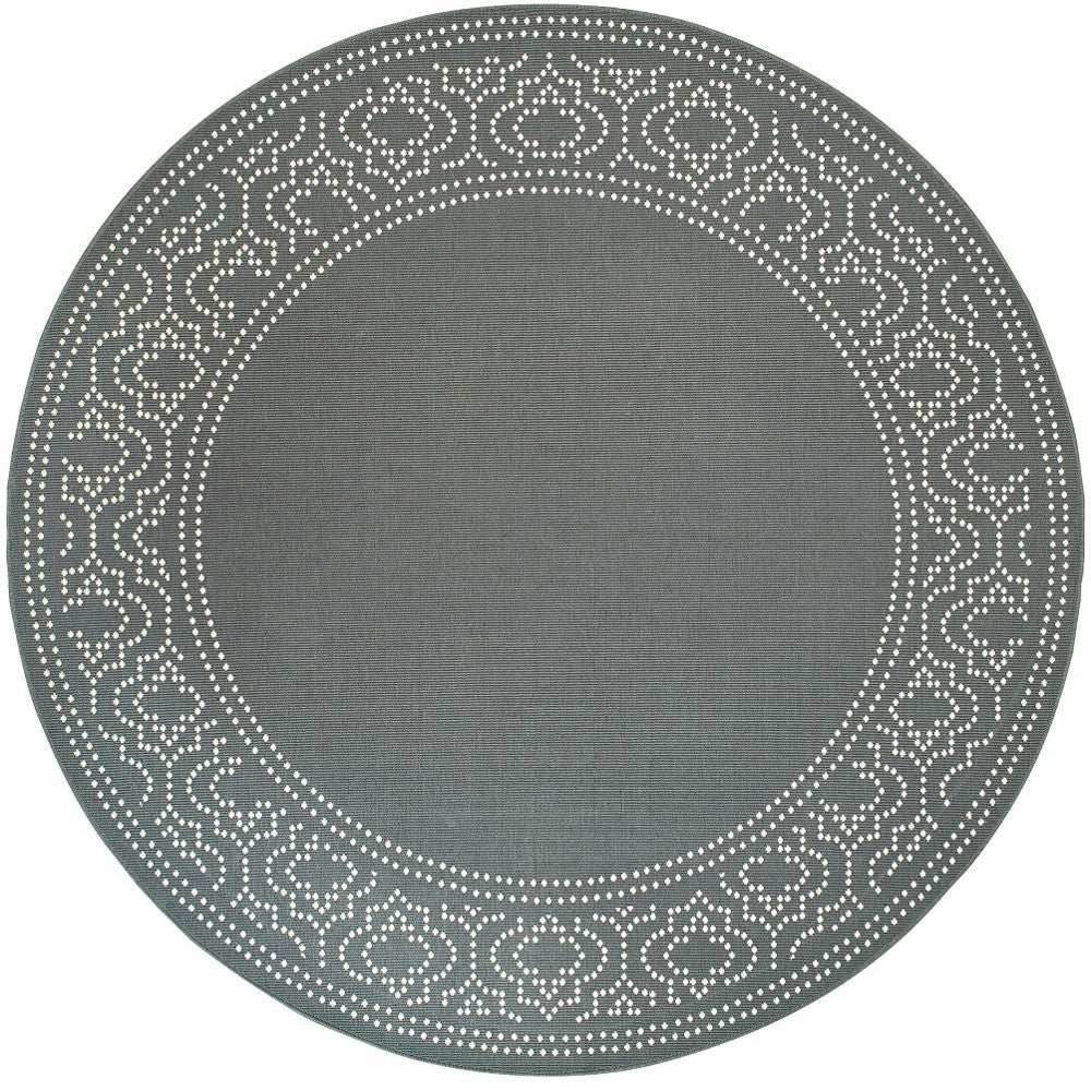 8' X 8' Gray and Ivory Round Stain Resistant Indoor Outdoor Area Rug - Homeroots - Flyclothing LLC