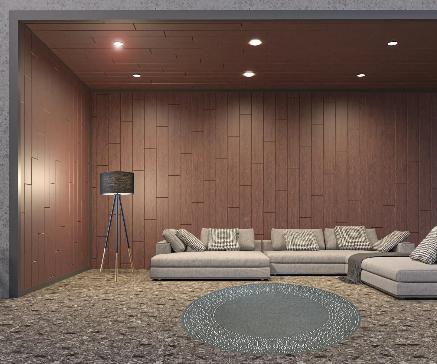 8' X 8' Gray and Ivory Round Stain Resistant Indoor Outdoor Area Rug - Homeroots - Flyclothing LLC