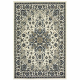 2' X 4' Ivory and Blue Oriental Stain Resistant Indoor Outdoor Area Rug - Homeroots - Flyclothing LLC
