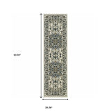 2' X 8' Ivory and Blue Oriental Stain Resistant Indoor Outdoor Area Rug - Homeroots - Flyclothing LLC