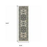 2' X 8' Ivory and Blue Oriental Stain Resistant Indoor Outdoor Area Rug - Homeroots - Flyclothing LLC