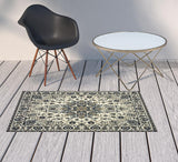 2' X 4' Ivory and Blue Oriental Stain Resistant Indoor Outdoor Area Rug - Homeroots