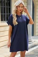 Florira Short Sleeve Mini Dress with Pockets - Trendsi - Flyclothing LLC