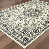 8' X 11' Ivory and Blue Oriental Stain Resistant Indoor Outdoor Area Rug - Homeroots - Flyclothing LLC