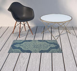 2' X 4' Blue Oriental Stain Resistant Indoor Outdoor Area Rug - Homeroots