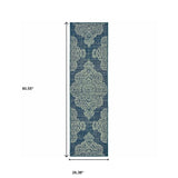 2' X 8' Blue Oriental Stain Resistant Indoor Outdoor Area Rug - Homeroots - Flyclothing LLC