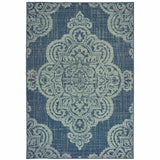 2' X 4' Blue Oriental Stain Resistant Indoor Outdoor Area Rug - Homeroots