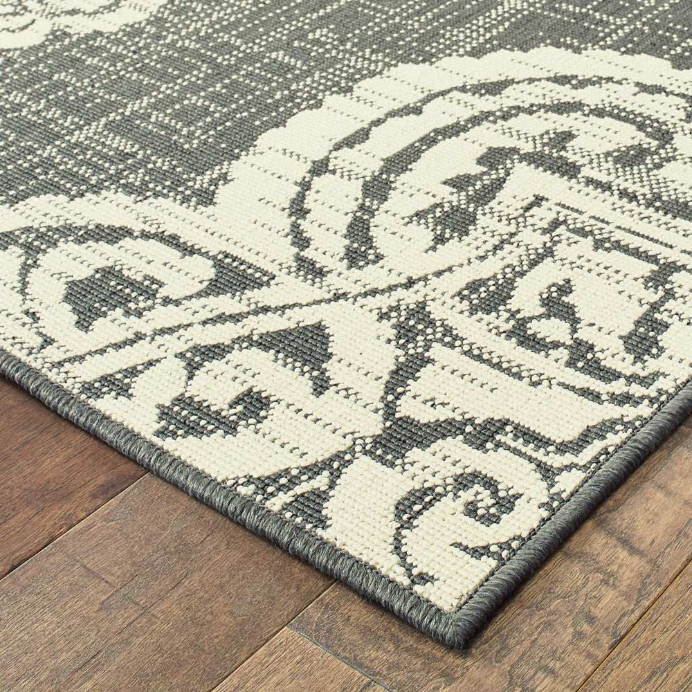 2' X 8' Gray and Ivory Oriental Stain Resistant Indoor Outdoor Area Rug - Homeroots - Flyclothing LLC