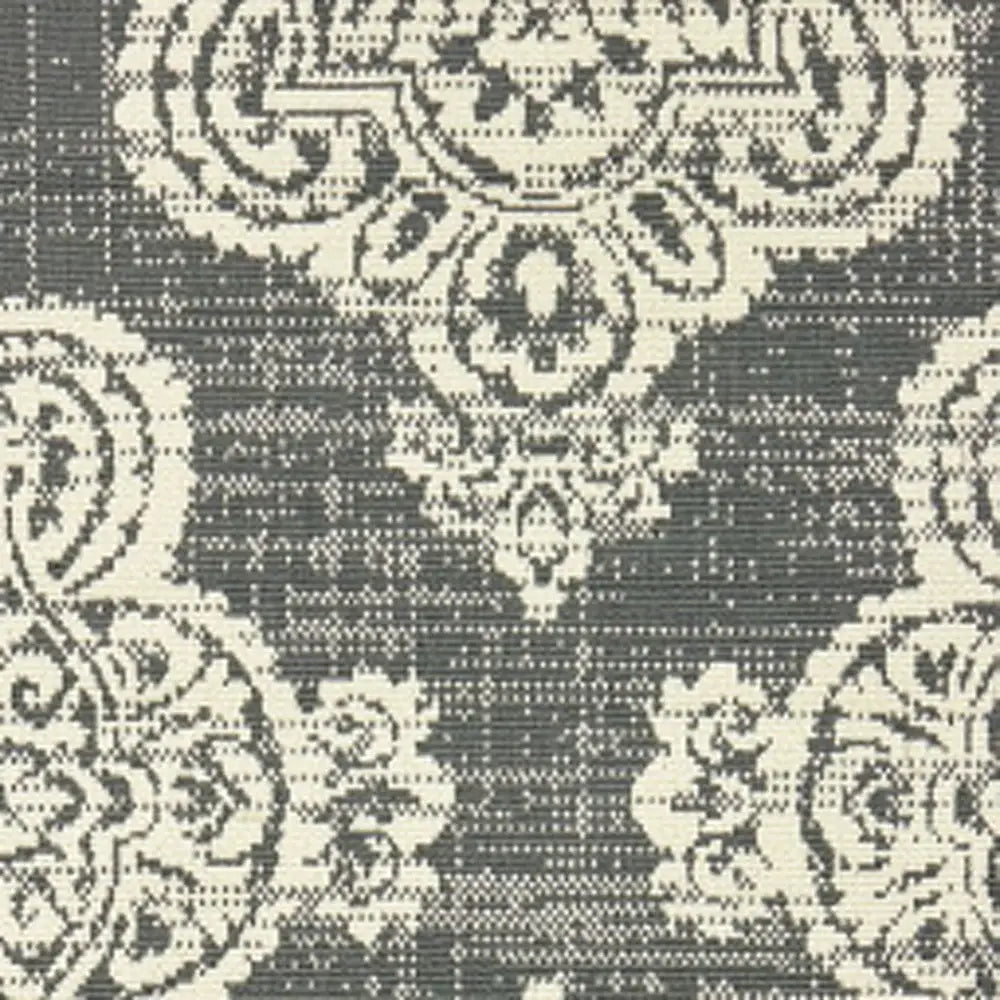 2' X 8' Gray and Ivory Oriental Stain Resistant Indoor Outdoor Area Rug - Homeroots - Flyclothing LLC