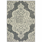 4' X 6' Gray and Ivory Oriental Stain Resistant Indoor Outdoor Area Rug - Homeroots - Flyclothing LLC