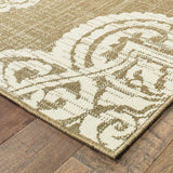 2' X 4' Tan Oriental Stain Resistant Indoor Outdoor Area Rug - Homeroots