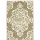 4' X 6' Tan Oriental Stain Resistant Indoor Outdoor Area Rug - Homeroots - Flyclothing LLC