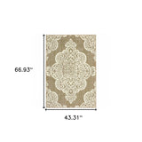 4' X 6' Tan Oriental Stain Resistant Indoor Outdoor Area Rug - Homeroots - Flyclothing LLC