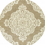 8' X 8' Tan Round Oriental Stain Resistant Indoor Outdoor Area Rug - Homeroots - Flyclothing LLC