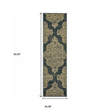 2' X 8' Black and Tan Oriental Stain Resistant Indoor Outdoor Area Rug - Homeroots - Flyclothing LLC