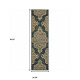 2' X 8' Black and Tan Oriental Stain Resistant Indoor Outdoor Area Rug - Homeroots - Flyclothing LLC