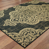 4' X 6' Black and Tan Oriental Stain Resistant Indoor Outdoor Area Rug - Homeroots - Flyclothing LLC