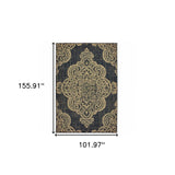 9' X 13' Black and Tan Oriental Stain Resistant Indoor Outdoor Area Rug - Homeroots - Flyclothing LLC