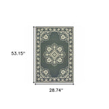 2' X 4' Gray and Ivory Oriental Stain Resistant Indoor Outdoor Area Rug - Homeroots - Flyclothing LLC