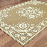 2' X 4' Tan Oriental Stain Resistant Indoor Outdoor Area Rug - Homeroots - Flyclothing LLC
