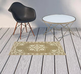 2' X 4' Tan Oriental Stain Resistant Indoor Outdoor Area Rug - Homeroots - Flyclothing LLC