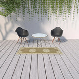 2' X 8' Tan Oriental Stain Resistant Indoor Outdoor Area Rug - Homeroots - Flyclothing LLC