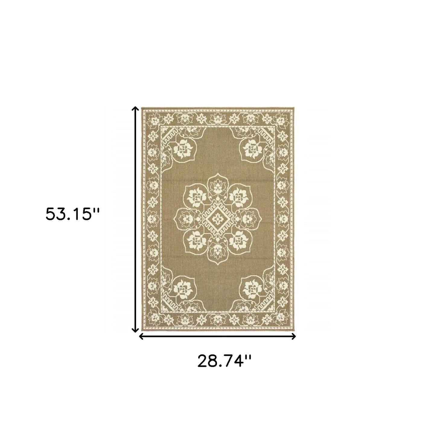 2' X 4' Tan Oriental Stain Resistant Indoor Outdoor Area Rug - Homeroots - Flyclothing LLC