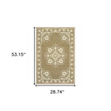 2' X 4' Tan Oriental Stain Resistant Indoor Outdoor Area Rug - Homeroots - Flyclothing LLC