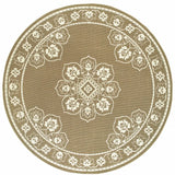 8' X 8' Tan Round Oriental Stain Resistant Indoor Outdoor Area Rug - Homeroots - Flyclothing LLC