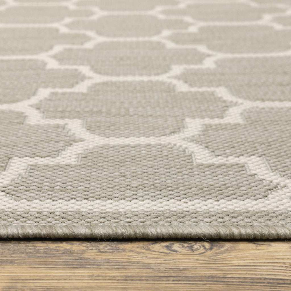 2' X 7' Gray and Ivory Geometric Stain Resistant Indoor Outdoor Area Rug - Homeroots - Flyclothing LLC