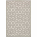 8' x 10' Gray and Ivory Geometric Stain Resistant Indoor Outdoor Area Rug - Homeroots - Flyclothing LLC