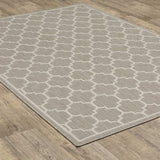 10' X 13' Gray and Ivory Geometric Stain Resistant Indoor Outdoor Area Rug - Homeroots - Flyclothing LLC
