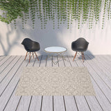 7' X 9' Gray and Ivory Floral Stain Resistant Indoor Outdoor Area Rug - Homeroots - Flyclothing LLC