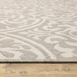 10' X 13' Gray and Ivory Floral Stain Resistant Indoor Outdoor Area Rug - Homeroots - Flyclothing LLC