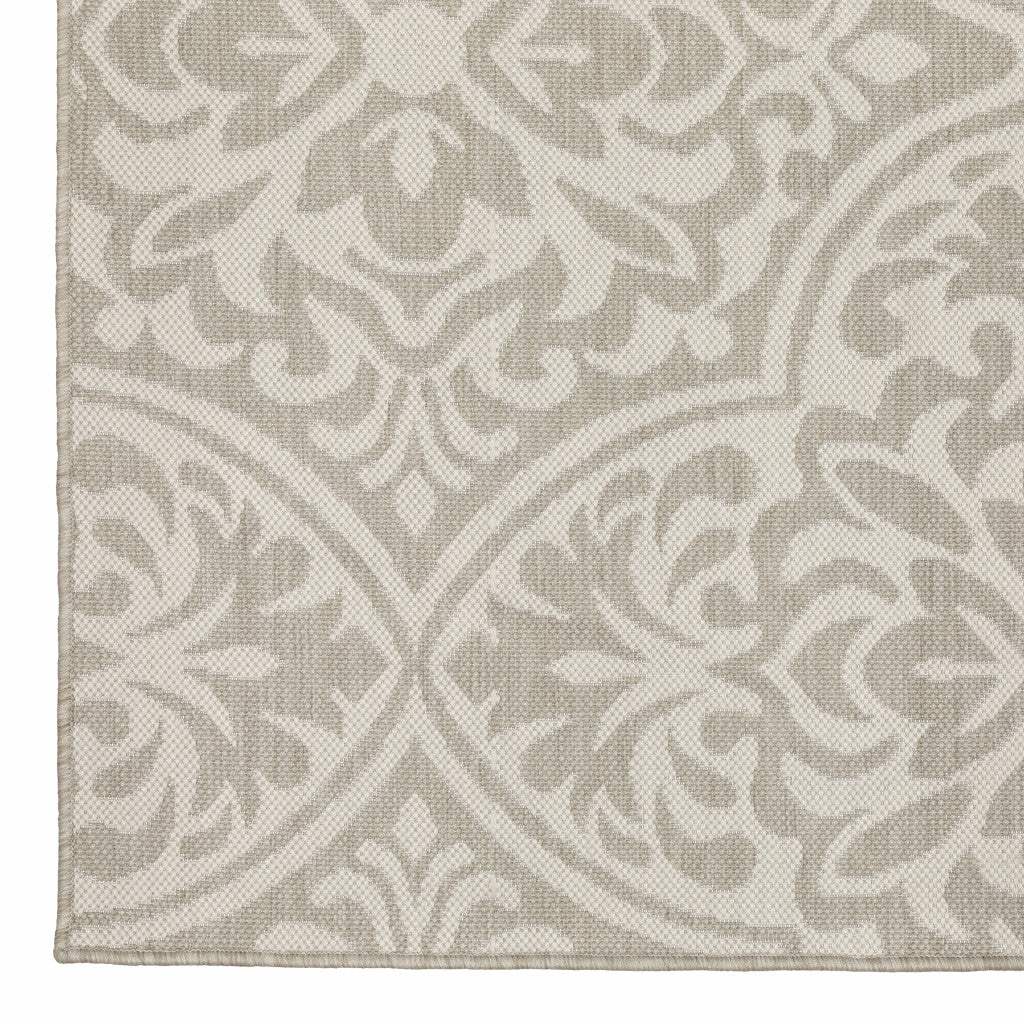 10' X 13' Gray and Ivory Floral Stain Resistant Indoor Outdoor Area Rug - Homeroots - Flyclothing LLC