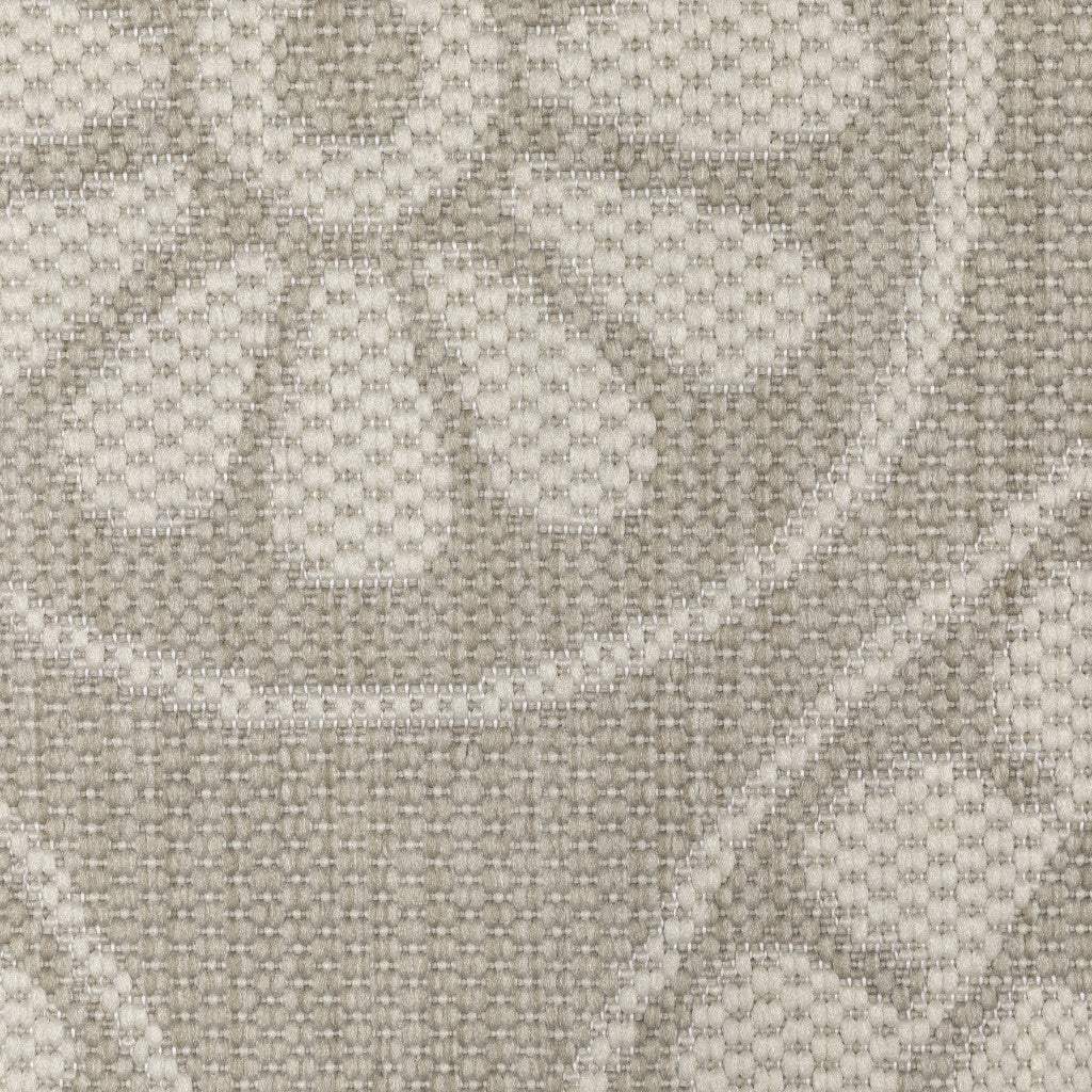 2' X 7' Gray and Ivory Geometric Stain Resistant Indoor Outdoor Area Rug - Homeroots - Flyclothing LLC