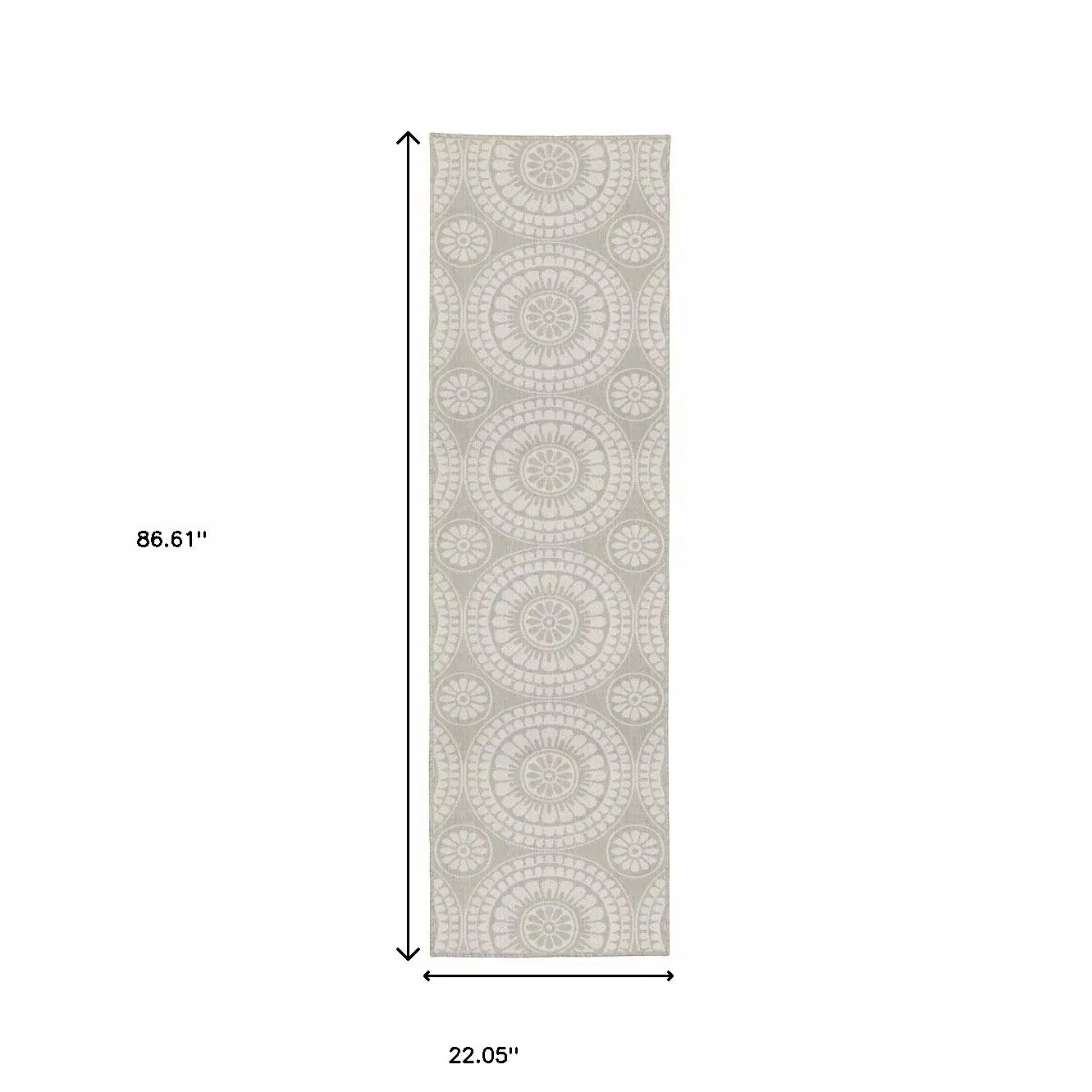 2' X 7' Gray and Ivory Geometric Stain Resistant Indoor Outdoor Area Rug - Homeroots - Flyclothing LLC