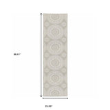 2' X 7' Gray and Ivory Geometric Stain Resistant Indoor Outdoor Area Rug - Homeroots - Flyclothing LLC