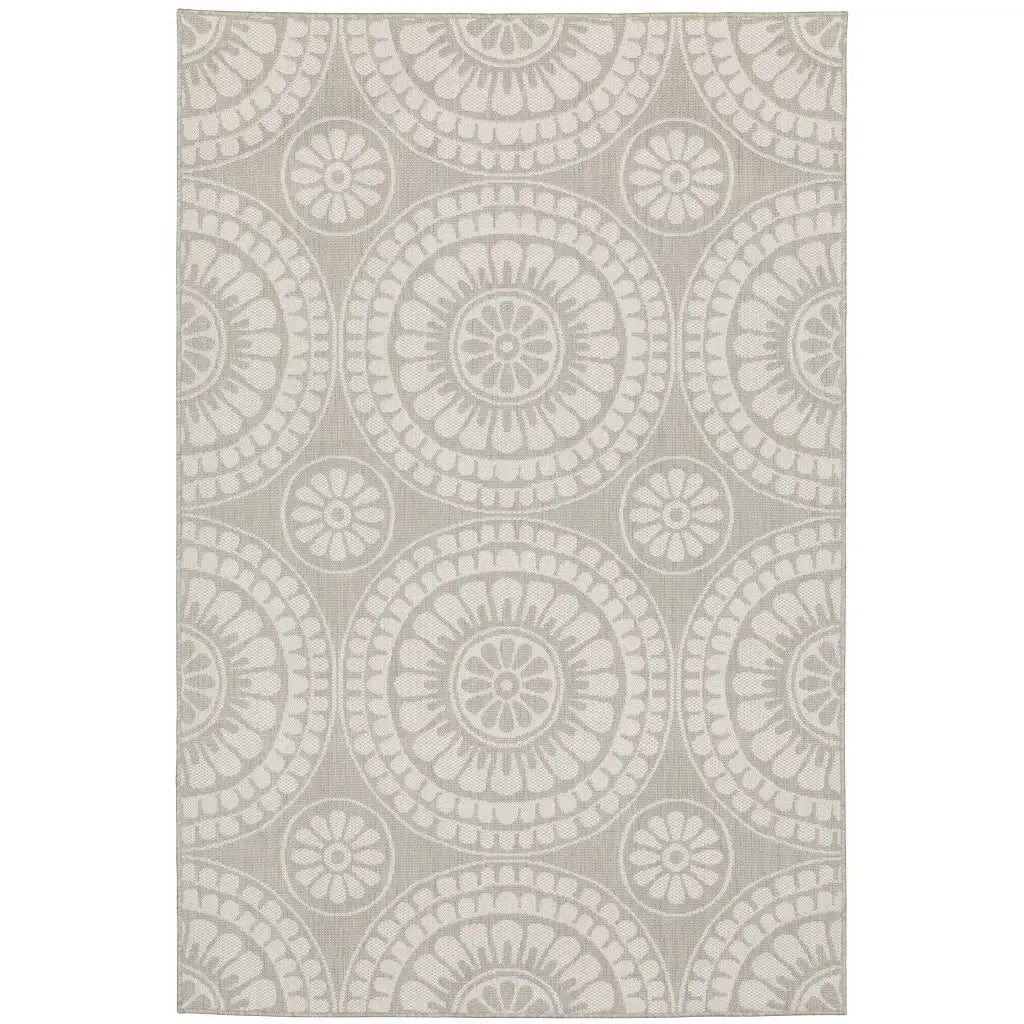 3' X 5' Gray and Ivory Geometric Stain Resistant Indoor Outdoor Area Rug - Homeroots - Flyclothing LLC