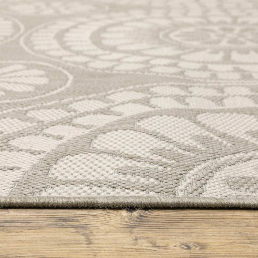 3' X 5' Gray and Ivory Geometric Stain Resistant Indoor Outdoor Area Rug - Homeroots - Flyclothing LLC
