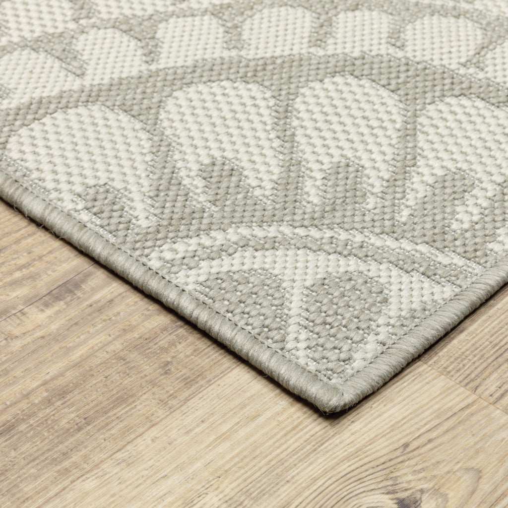 8' x 10' Gray and Ivory Geometric Stain Resistant Indoor Outdoor Area Rug - Homeroots - Flyclothing LLC