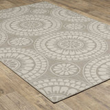 8' x 10' Gray and Ivory Geometric Stain Resistant Indoor Outdoor Area Rug - Homeroots - Flyclothing LLC