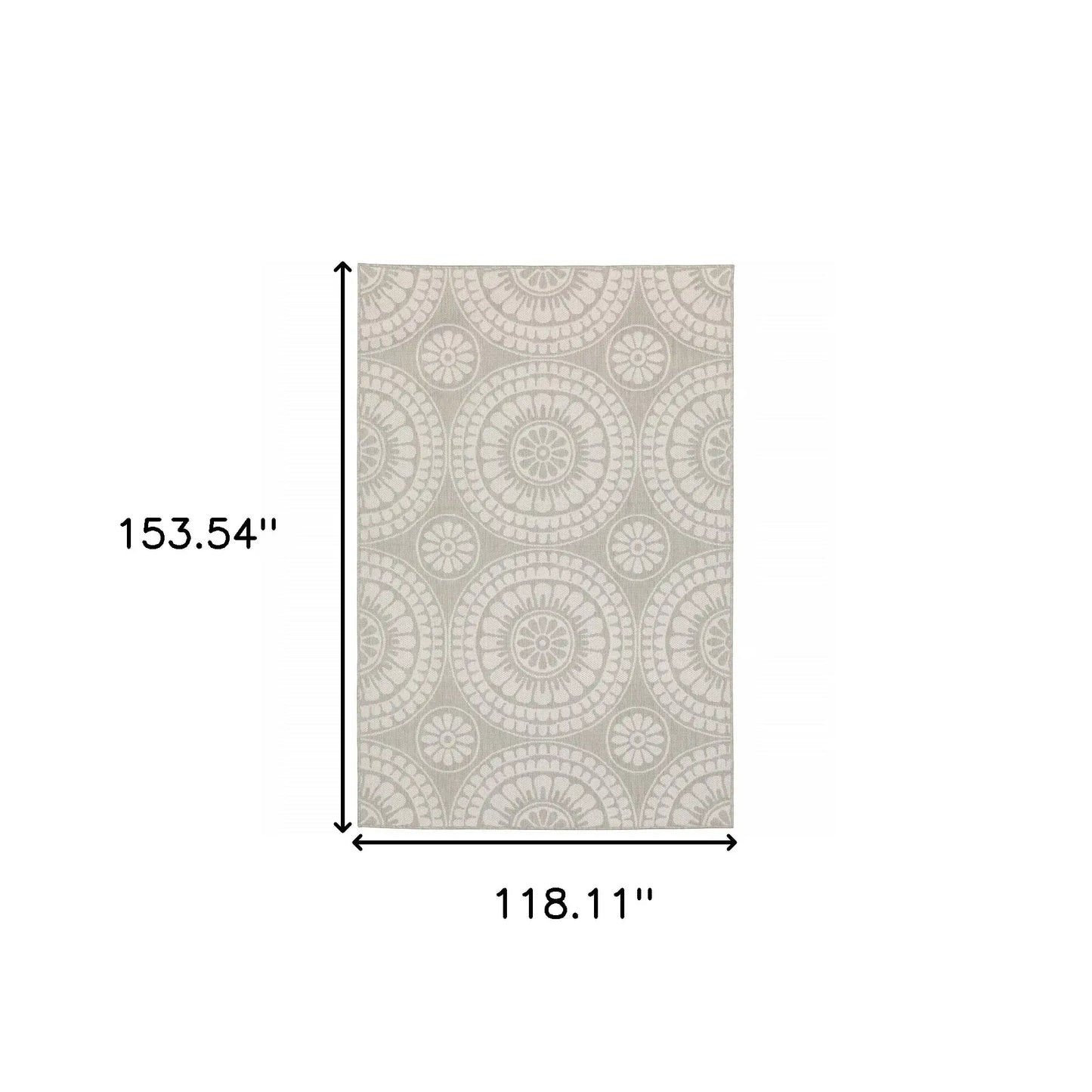 10' X 13' Gray and Ivory Geometric Stain Resistant Indoor Outdoor Area Rug - Homeroots - Flyclothing LLC