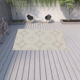 10' X 13' Gray and Ivory Geometric Stain Resistant Indoor Outdoor Area Rug - Homeroots - Flyclothing LLC