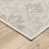 7' X 9' Gray and Ivory Floral Stain Resistant Indoor Outdoor Area Rug - Homeroots - Flyclothing LLC