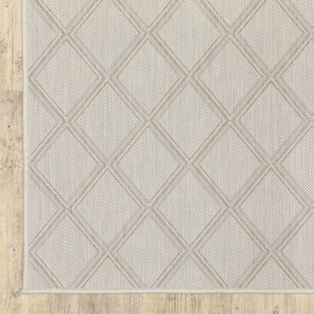 2' X 7' Gray and Ivory Geometric Stain Resistant Indoor Outdoor Area Rug - Homeroots - Flyclothing LLC