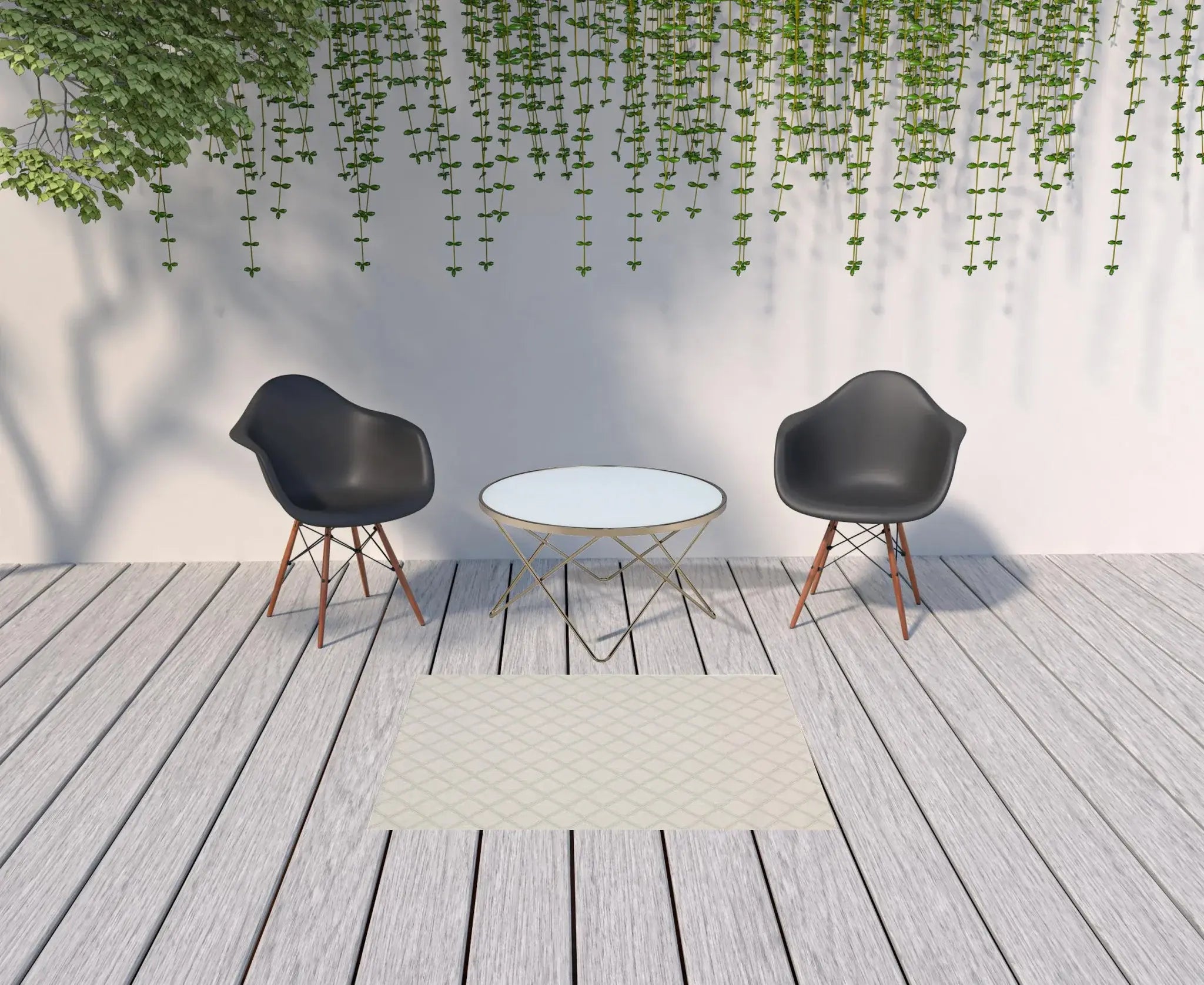 3' X 5' Gray and Ivory Geometric Stain Resistant Indoor Outdoor Area Rug - Homeroots - Flyclothing LLC