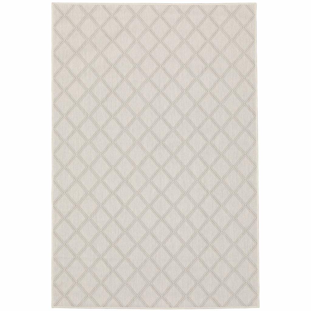 7' X 9' Gray and Ivory Geometric Stain Resistant Indoor Outdoor Area Rug - Homeroots - Flyclothing LLC